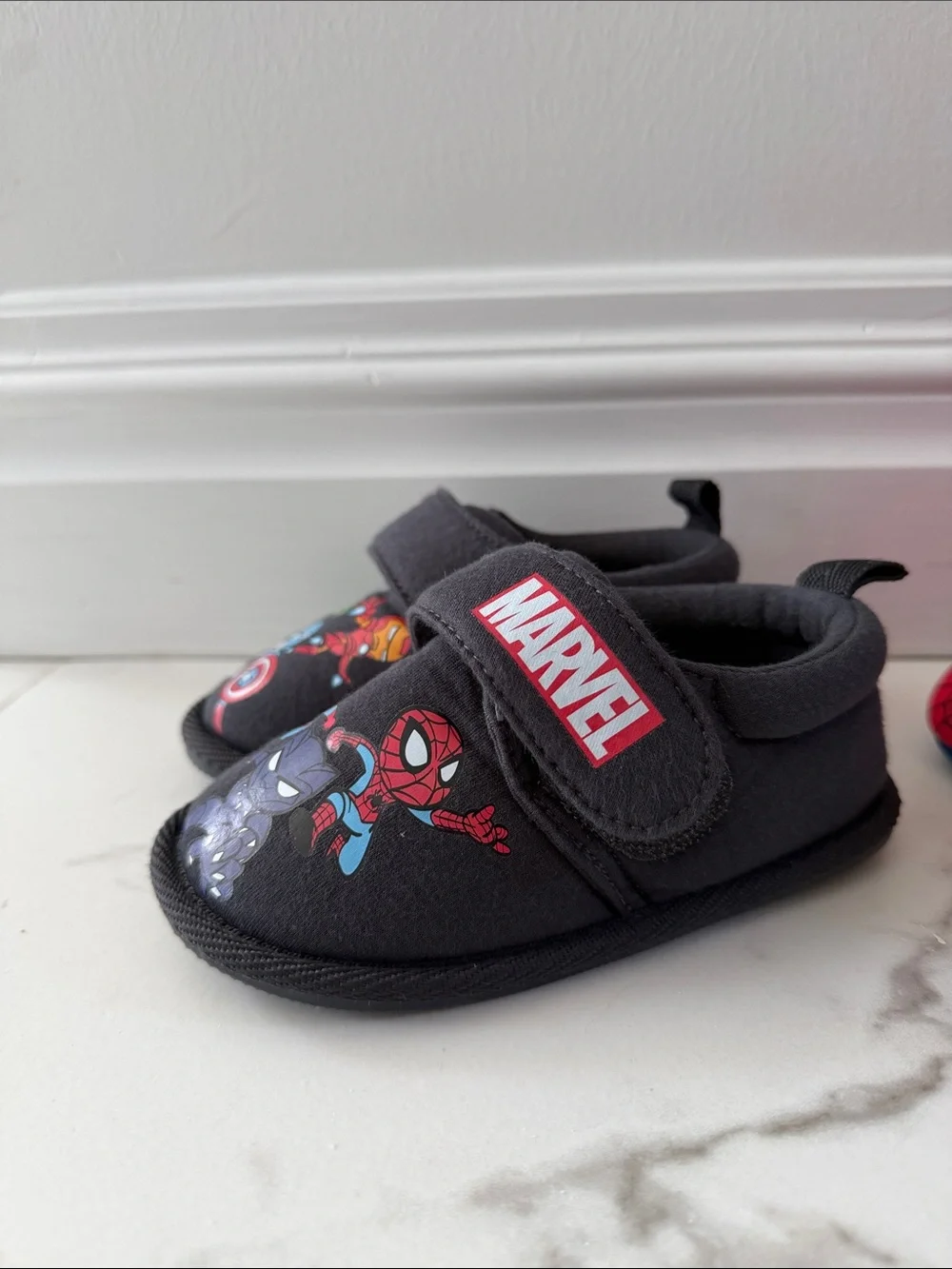 Marvel Spiderman Kids Slippers Set of 2 Pairs - Black and Red/Blue